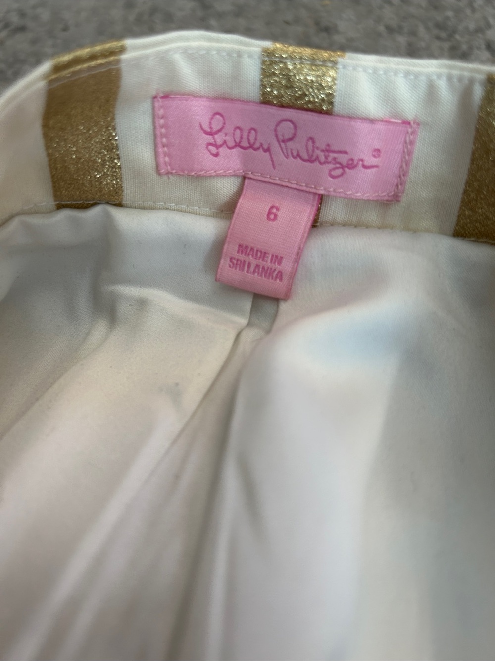 $148 Lilly Pulitzer Kylie Skirt - Resort White and Gold Stripe Sateen, Size 6 - Picture 7 of 9